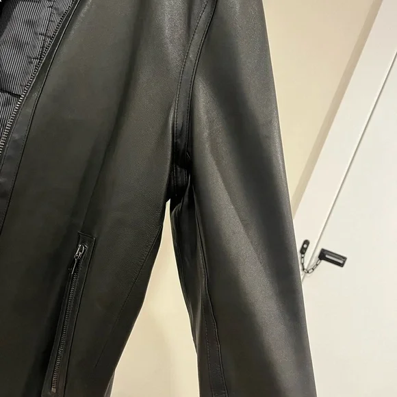 John Varvatos Dark Leather Jacket - Picture 8 of 8